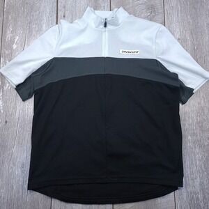 Specialized Cycling Jersey Mens Large Grey Black Colorblock 3/4 Zip Short Sleeve